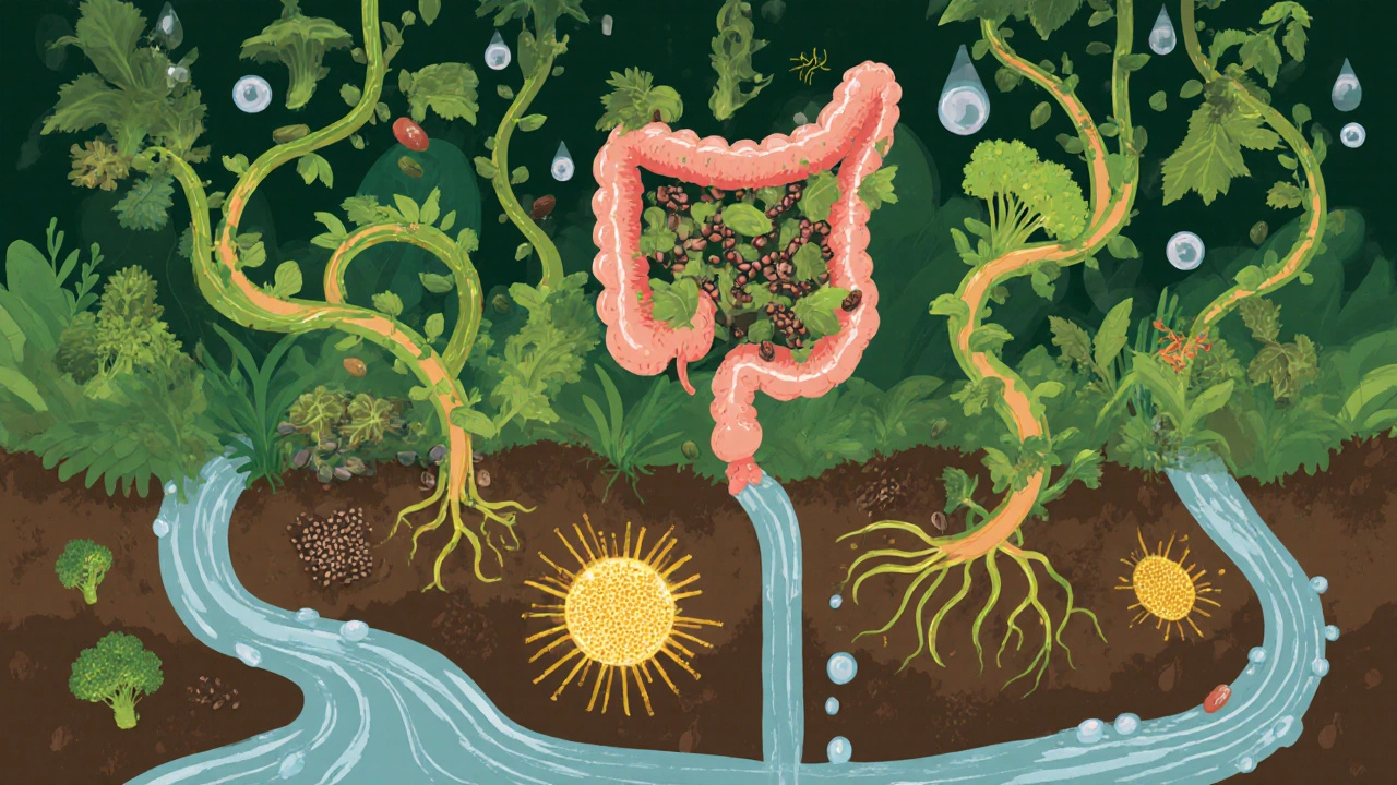 Střevní trakt jako zahrada s vlákninou a probiotiky v podobě rostlin a zlatých mikrobů