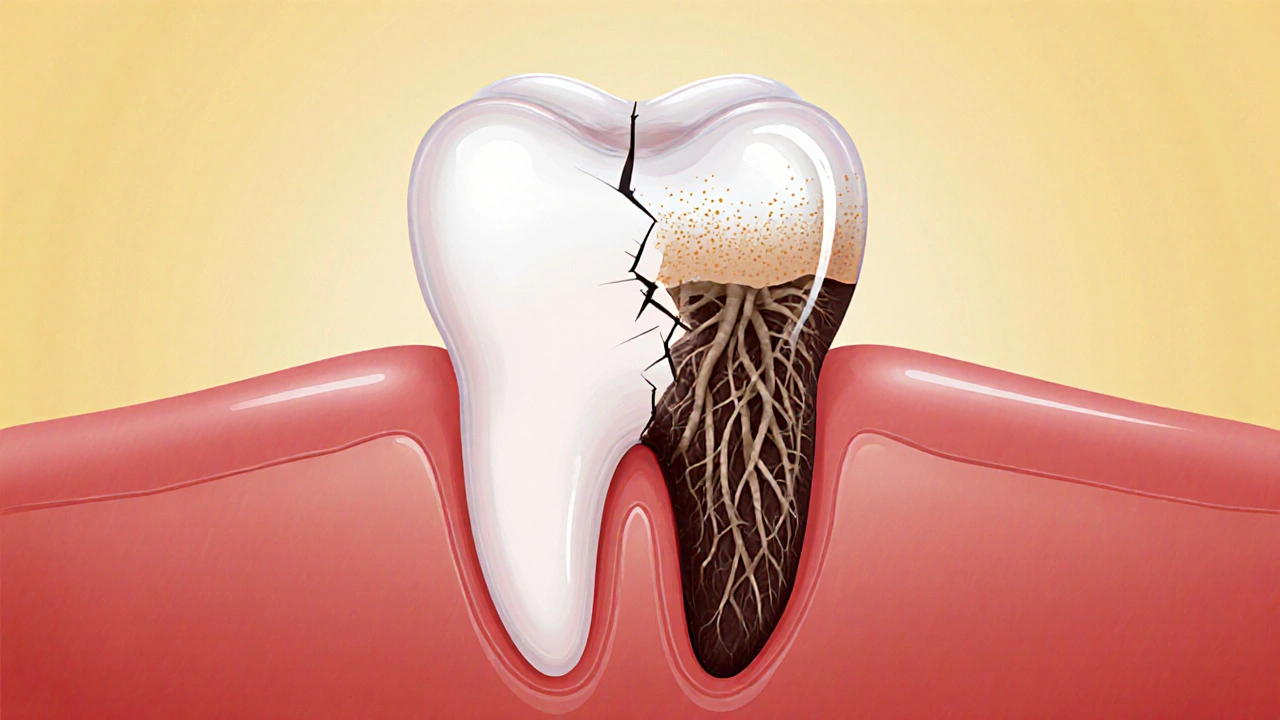 Zub s dočasnou plombou chránící zub před rozpadem.