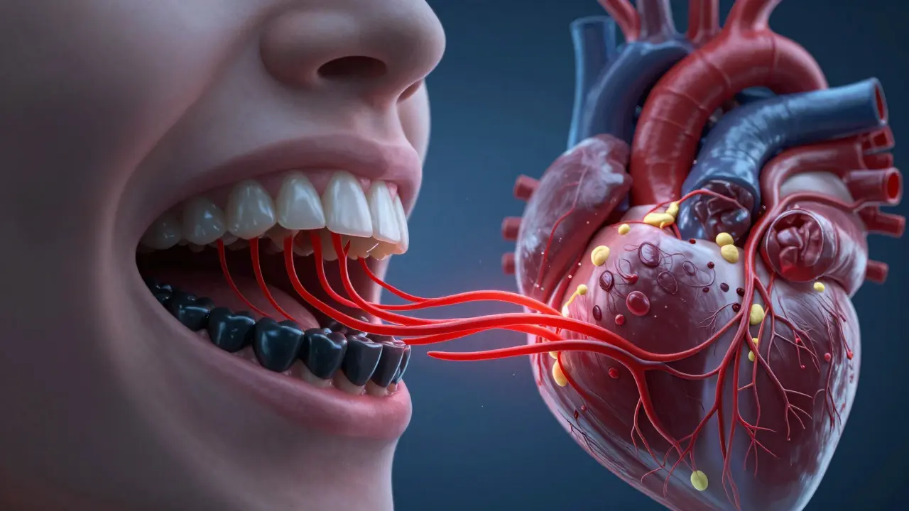 Bakterie z ústní dutiny proudí do krve a způsobují plaky v tepnách srdce.