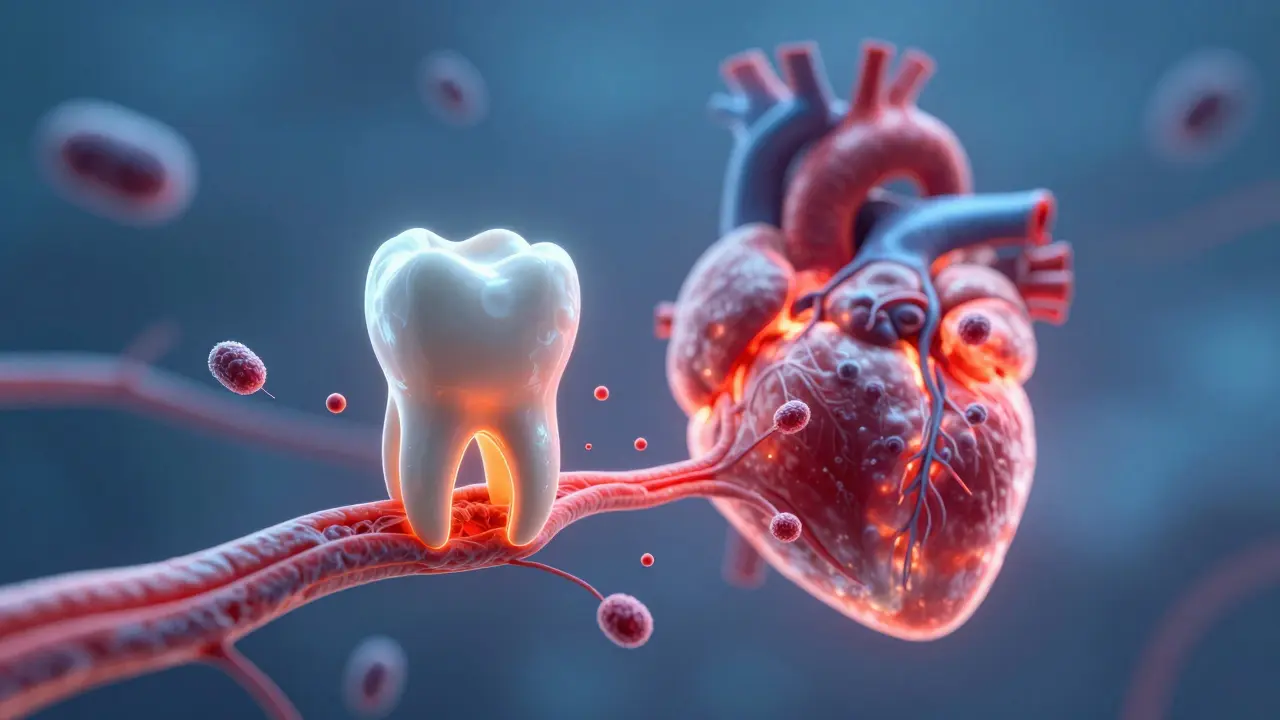 Infekce v kořeni zubu se šíří do krevního oběhu.