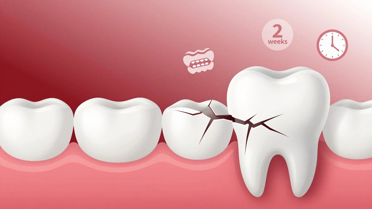 Konceptuální obrázek praskliny v zubu, která se mění v kompozitní opravu.