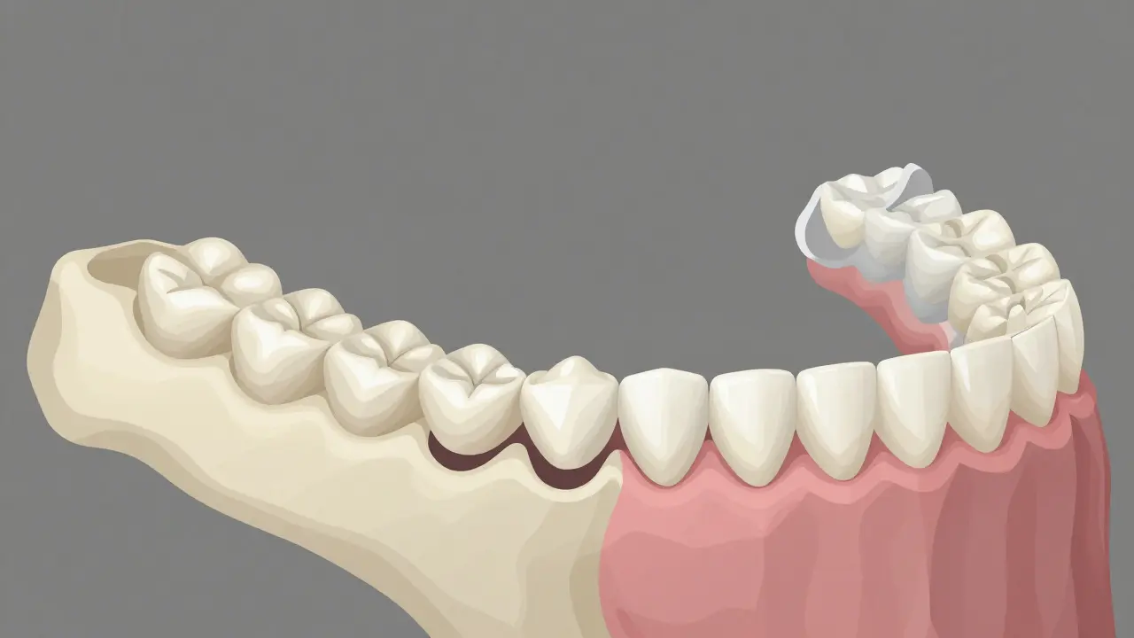 Zubní náhrada udržuje prostor, zatímco sousední zuby se nezačínají posouvat.