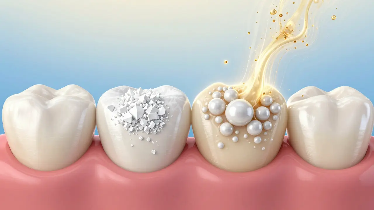 Rekonstrukce remineralizace zubní skloviny minerály a fluoridem