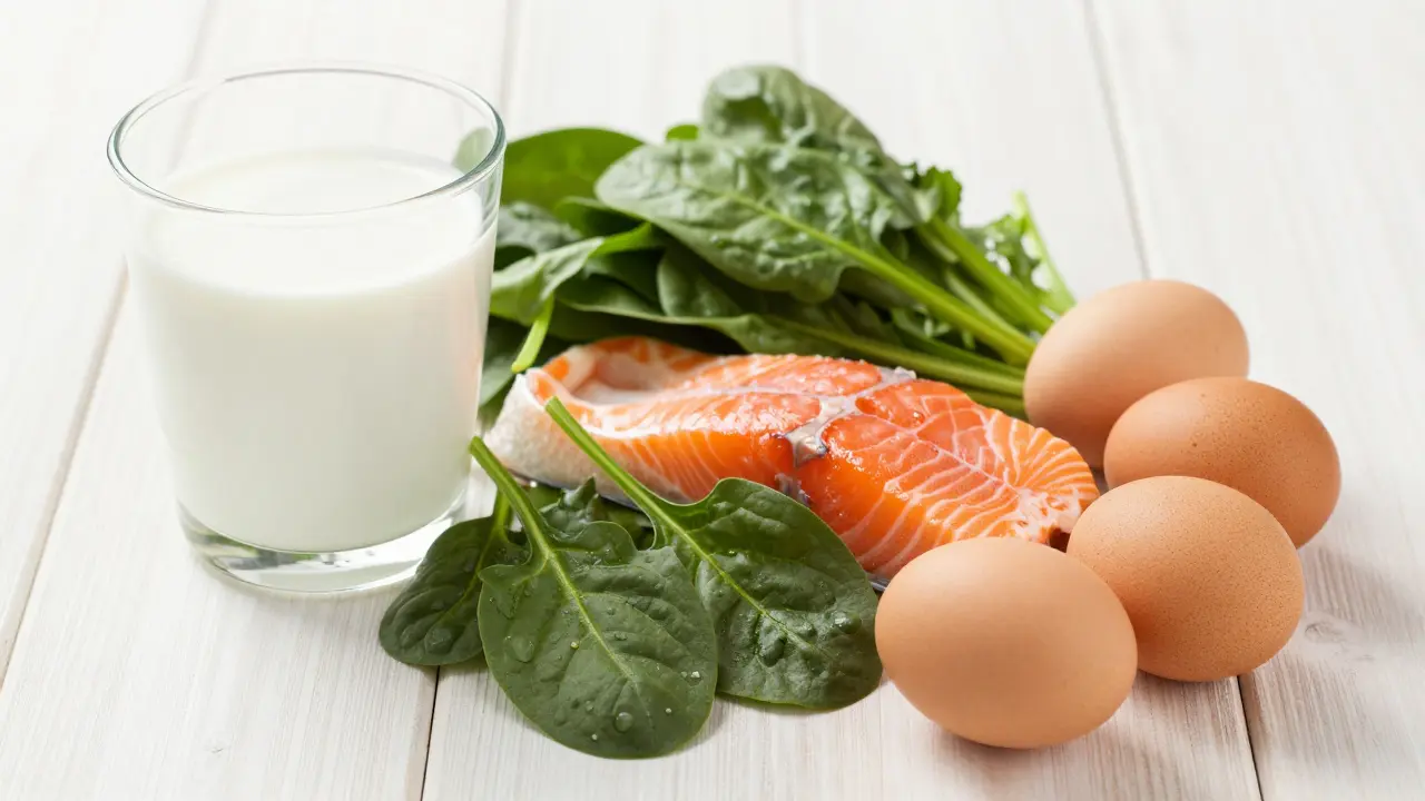 Zdravé jídlo bohaté na vápník a vitamíny pro zuby