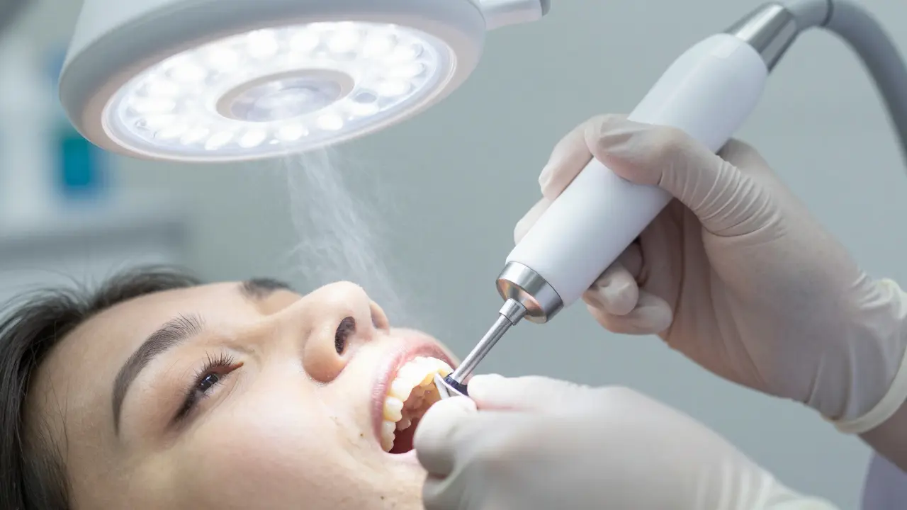 Profesionální čištění zubů ultrazvukem u dentálního hygienisty