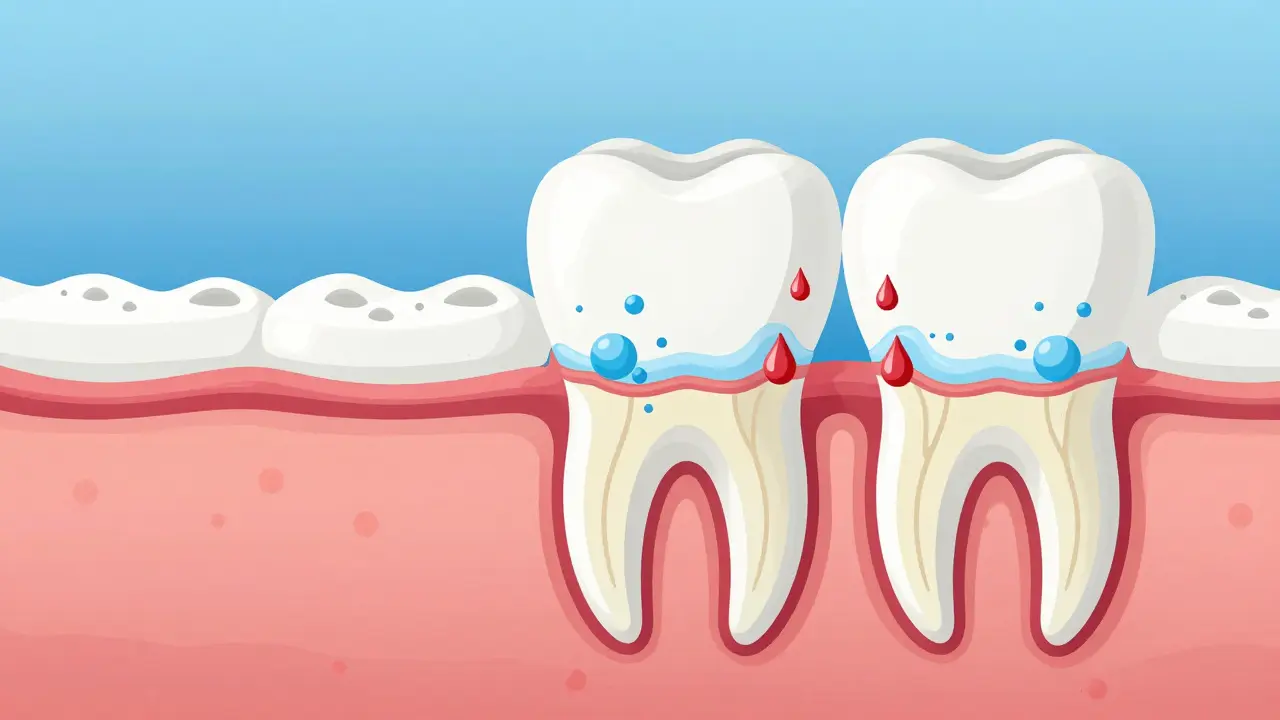 Schéma zubu ukazující erozi skloviny a dentinu