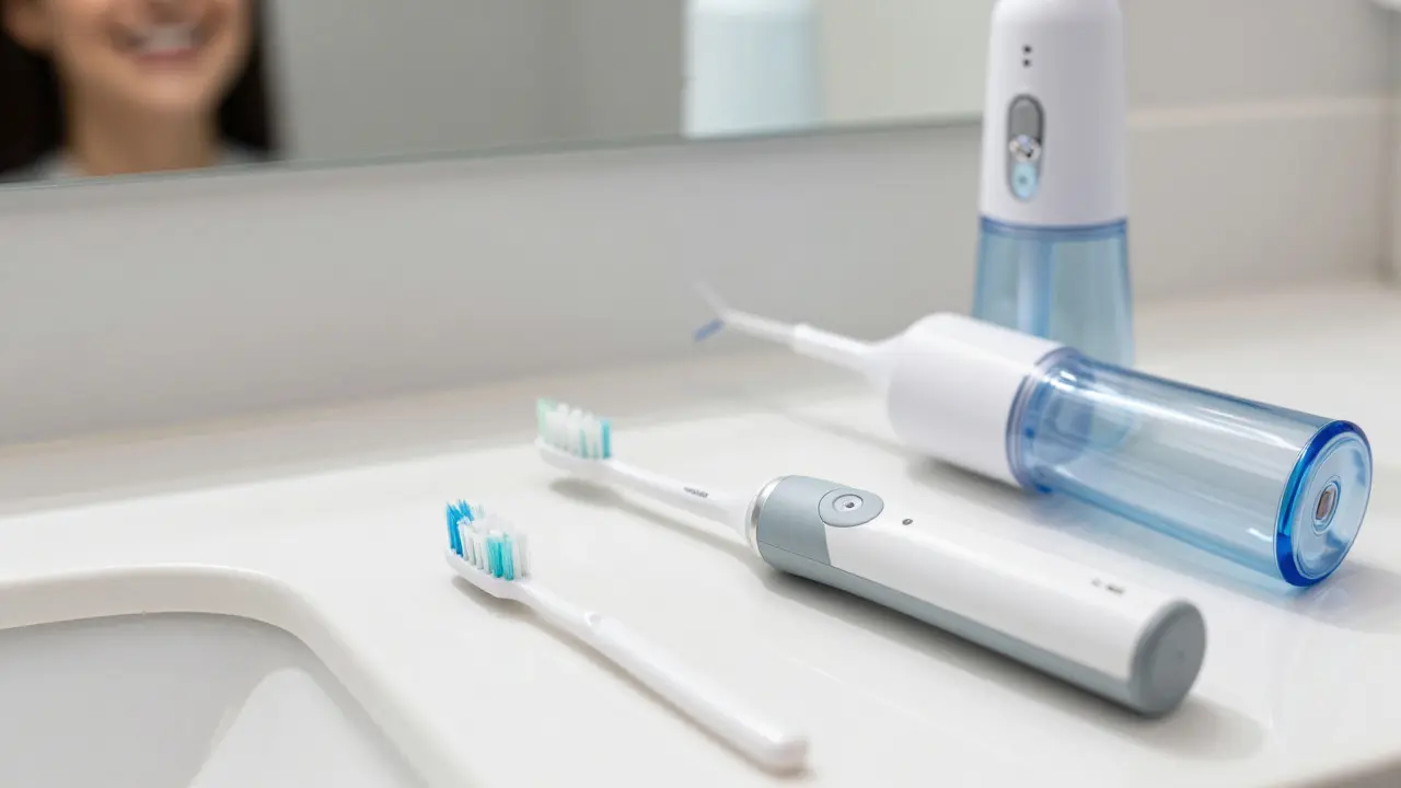 Nástroje pro ústní hygienu: kartáček a irrigátor