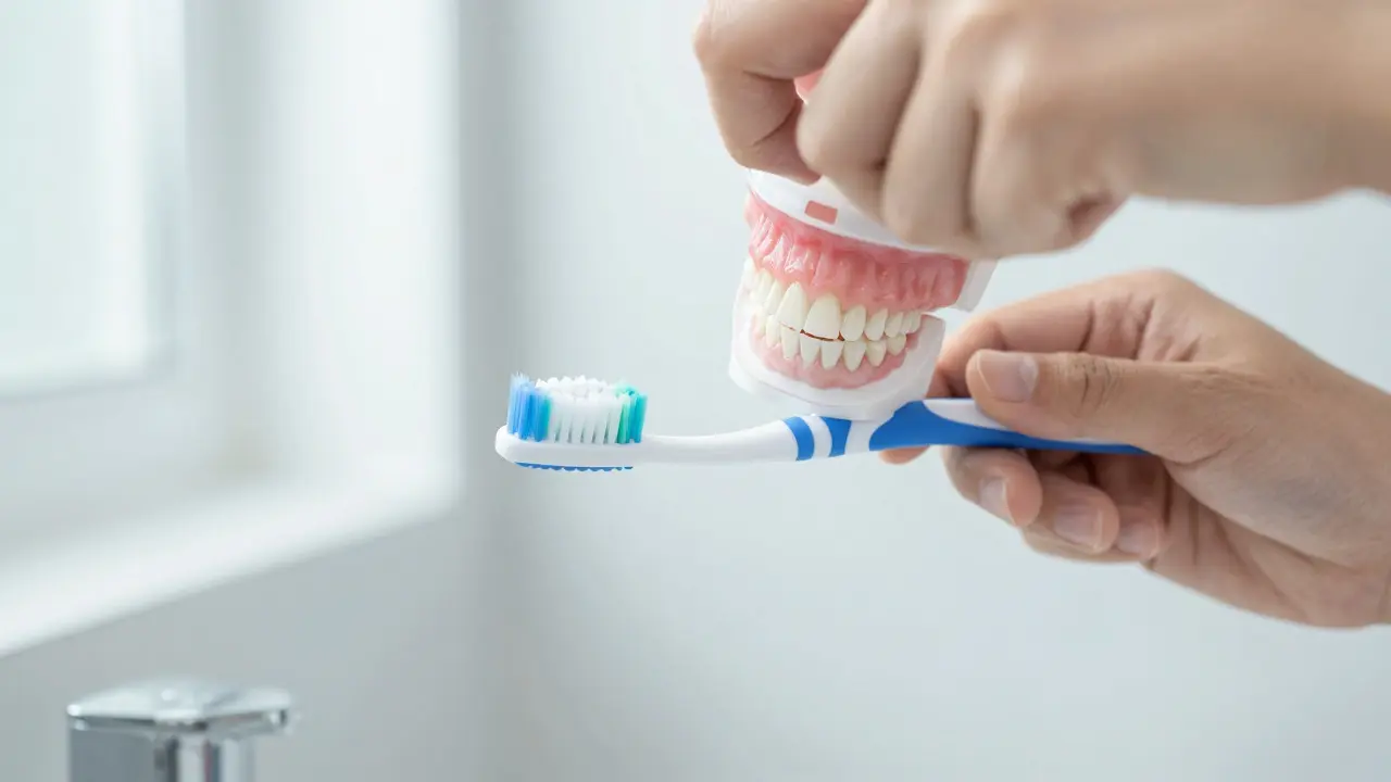 Správná technika čištění zubů pod úhlem 45 stupňů k dásni