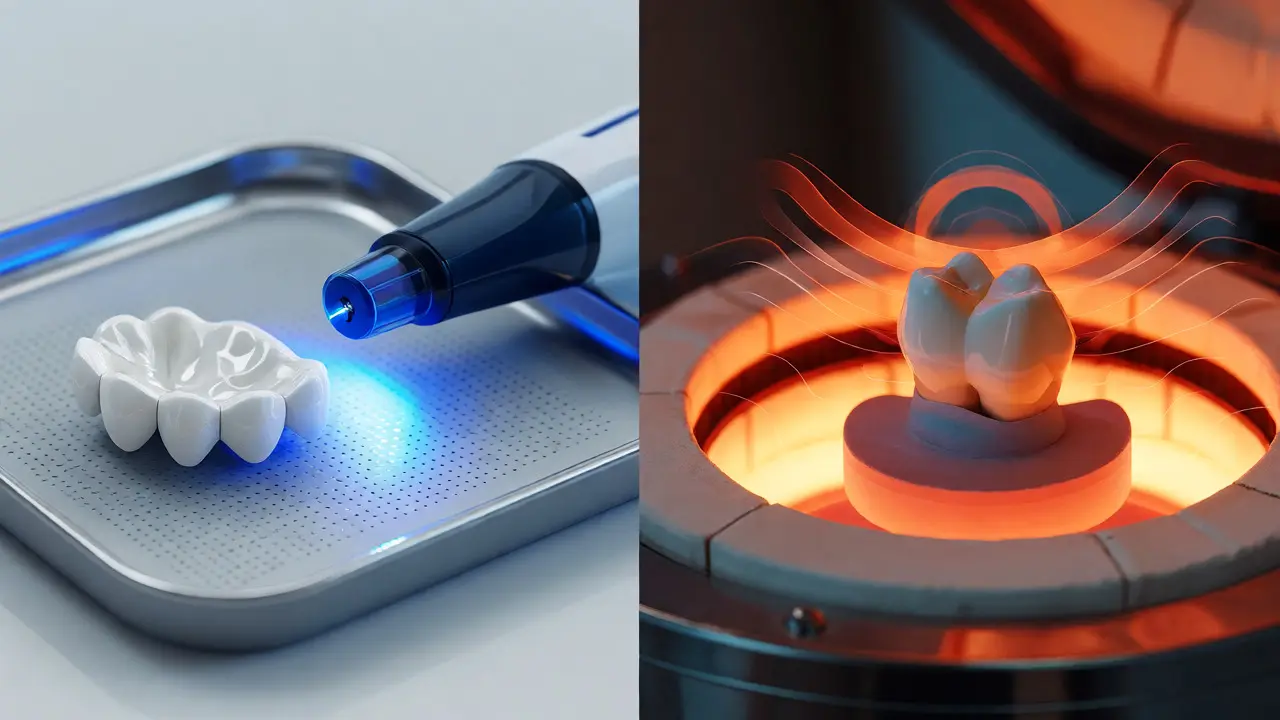 Porovnání provizorní korunky a výroby keramiky v laboratoři.