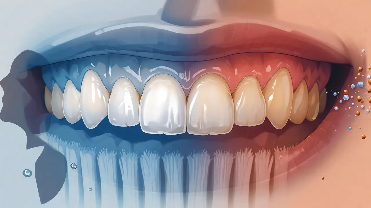 Konceptuální ilustrace péče o nalepovací zuby a ochrany před opotřebením