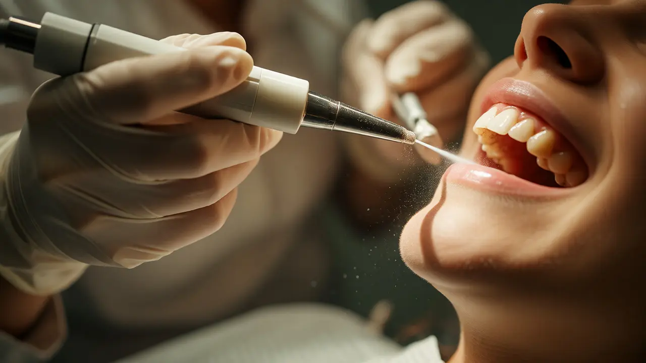 Profesionální dentální hygiena s použitím přístroje air-flow